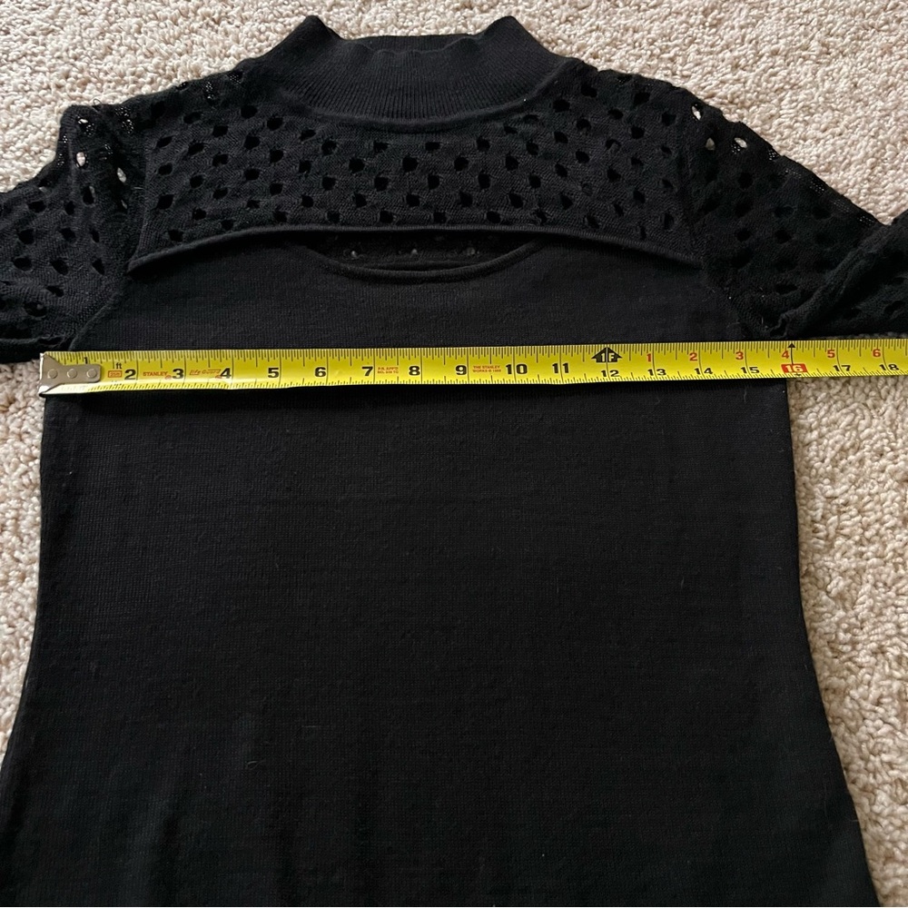 Aqua Sweater XS Black‎ Wool Cut Out Goth Grunge Edgy Dark Coquette Architectural - Picture 6 of 10